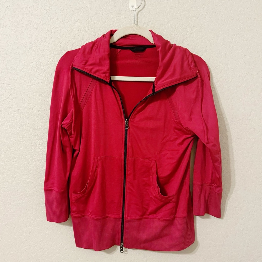 Soma Intimates Active‎ Raspberry 3/4 Sleeve Zip Up Small